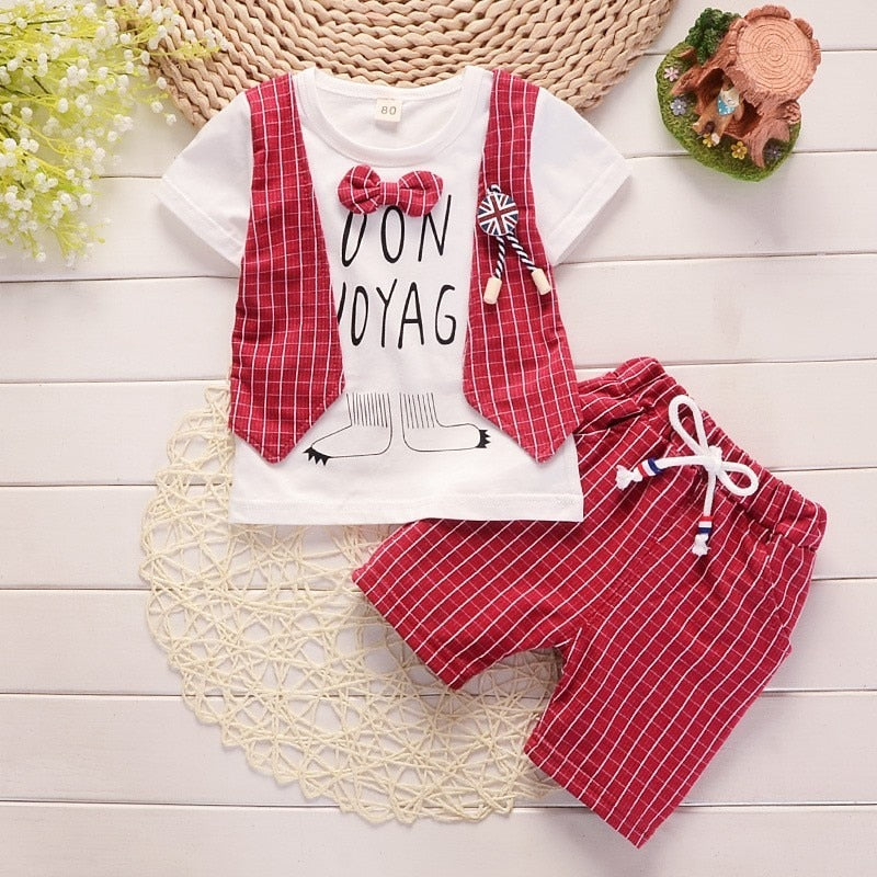 2pcs Cotton Children T-Shirt Vest w/ Shorts Set