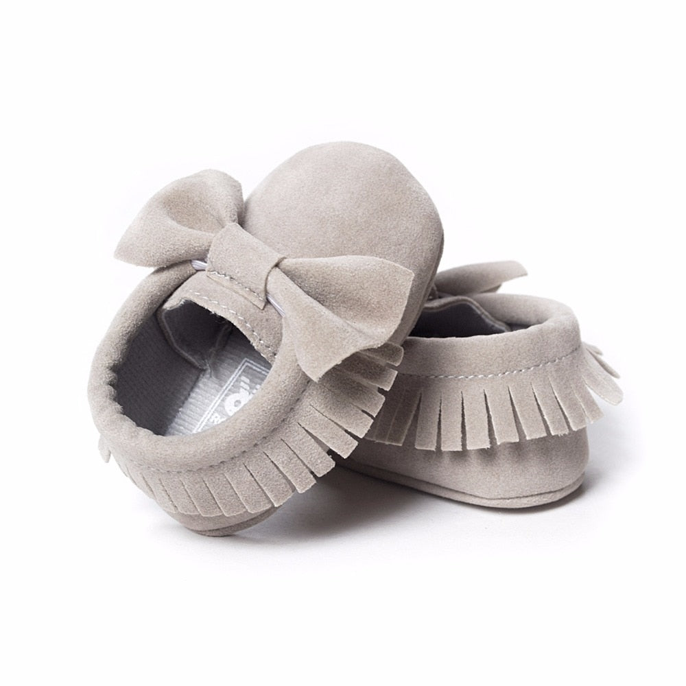 Bowtie Moccasin Suede Baby Shoes