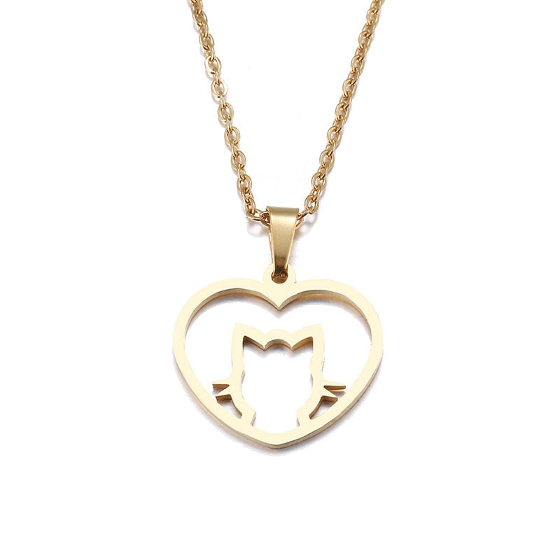 Stainless Steel Polished Cat Pendant Necklace