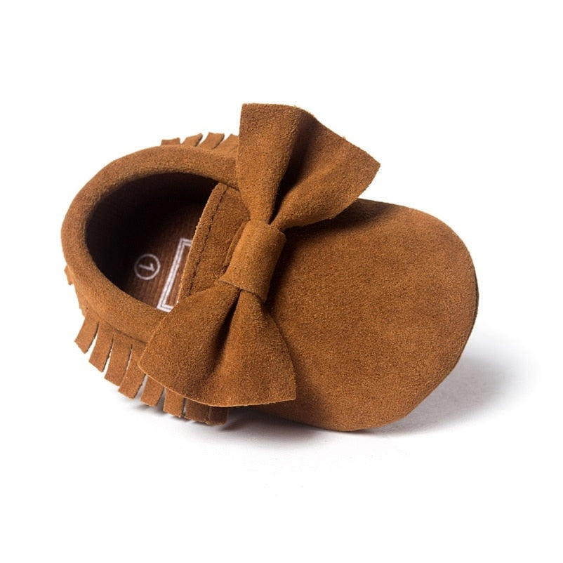 Bowtie Moccasin Suede Baby Shoes