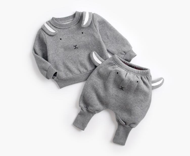 Cartoon Animal Pullover Sweatshirt w/ Sweatpants Baby Outfit Set