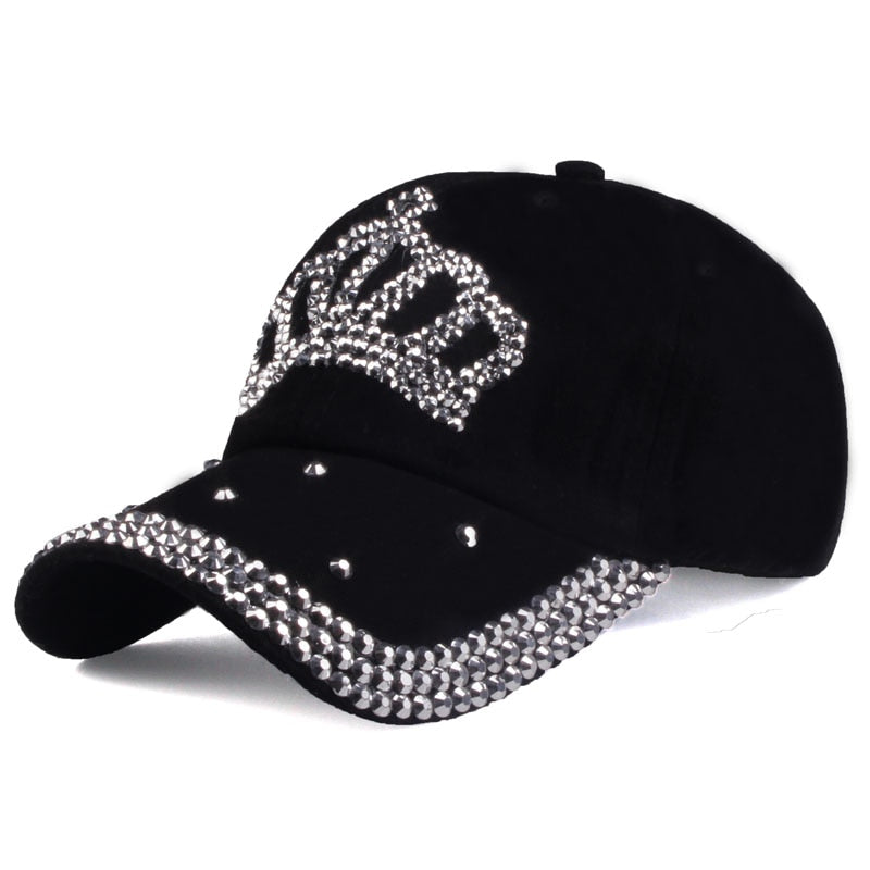 Rhinestone Crown Embellished Baseball Hat