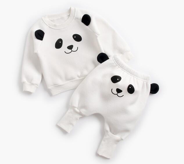 Cartoon Animal Pullover Sweatshirt w/ Sweatpants Baby Outfit Set