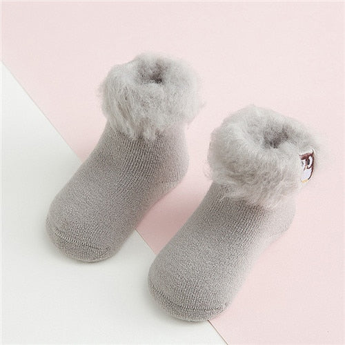 Embroidered Cartoon Thick Fur Baby Socks