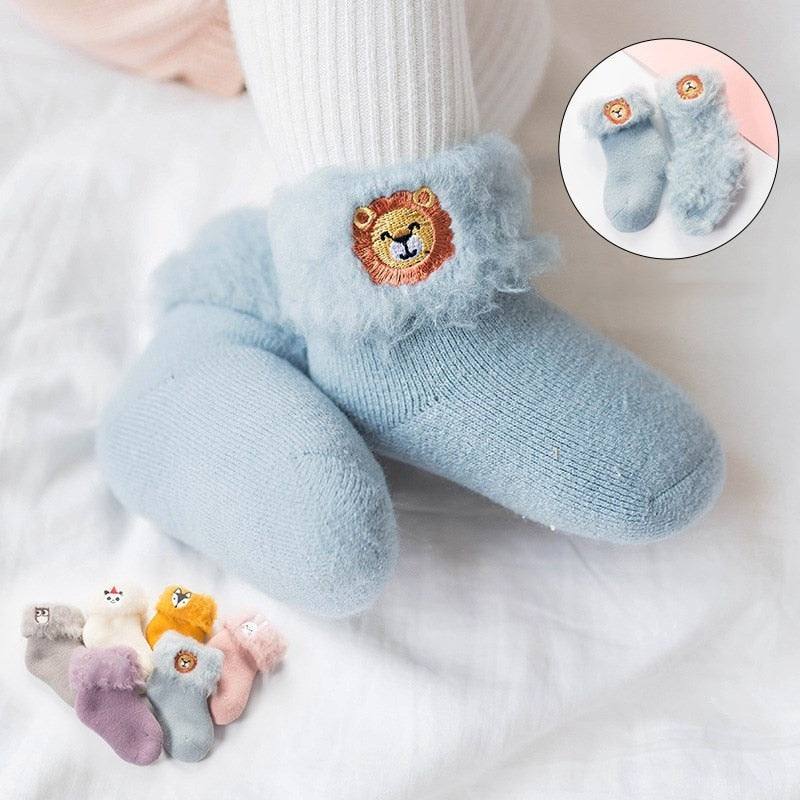 Embroidered Cartoon Thick Fur Baby Socks