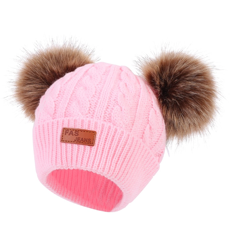 Fur Pompoms Warm Knitted Beanie