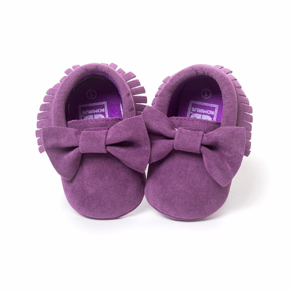 Bowtie Moccasin Suede Baby Shoes