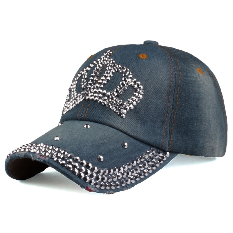 Rhinestone Crown Embellished Baseball Hat