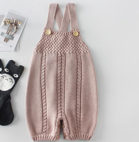 Baby Embellished Knitted Cotton Overalls Romper