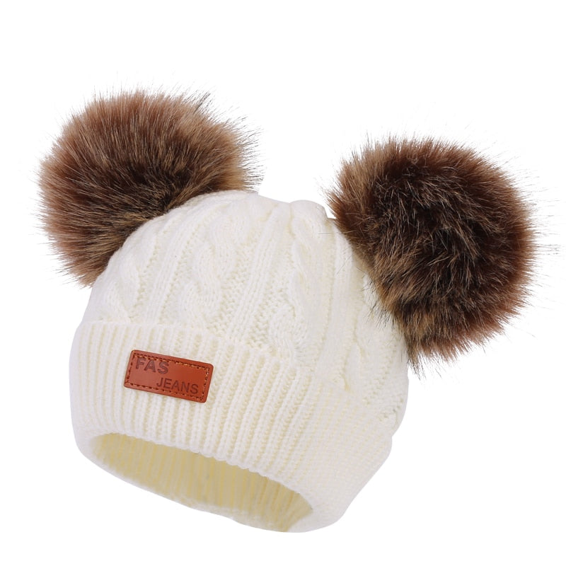 Fur Pompoms Warm Knitted Beanie