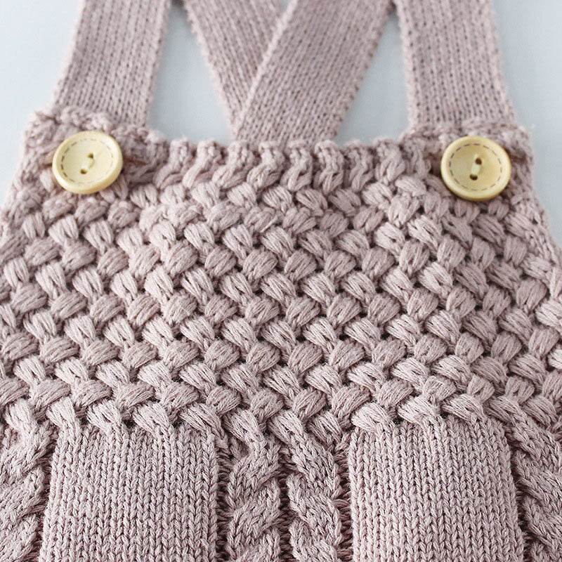 Baby Embellished Knitted Cotton Overalls Romper