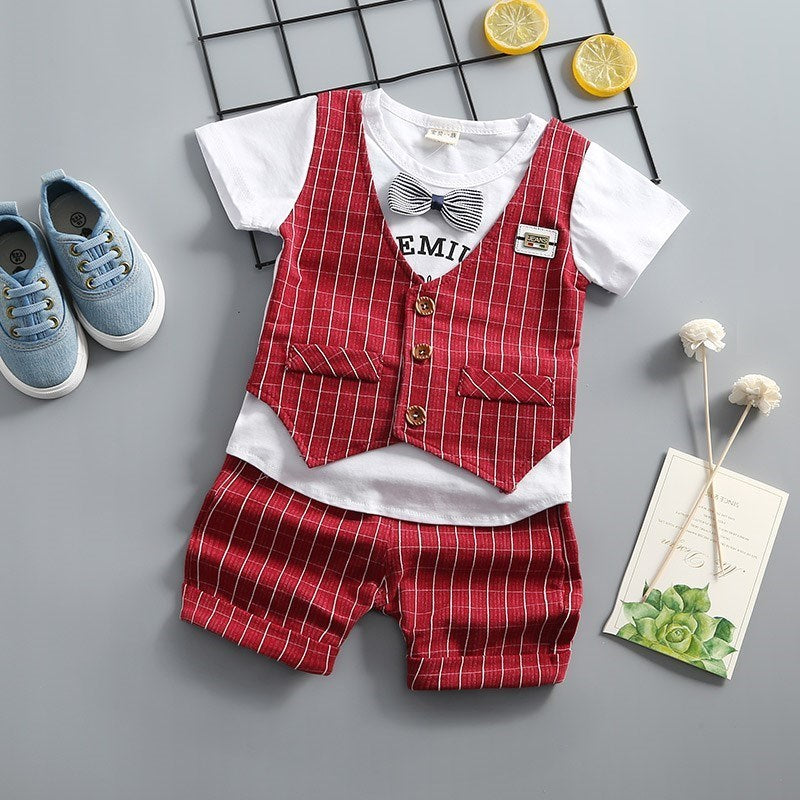 2pcs Cotton Children T-Shirt Vest w/ Shorts Set