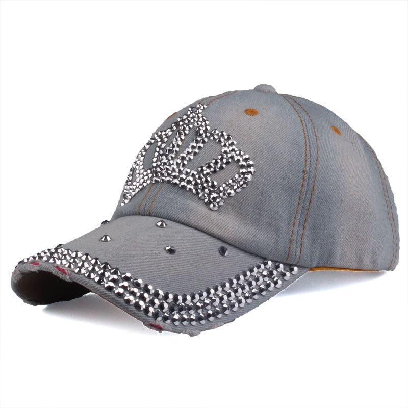 Rhinestone Crown Embellished Baseball Hat