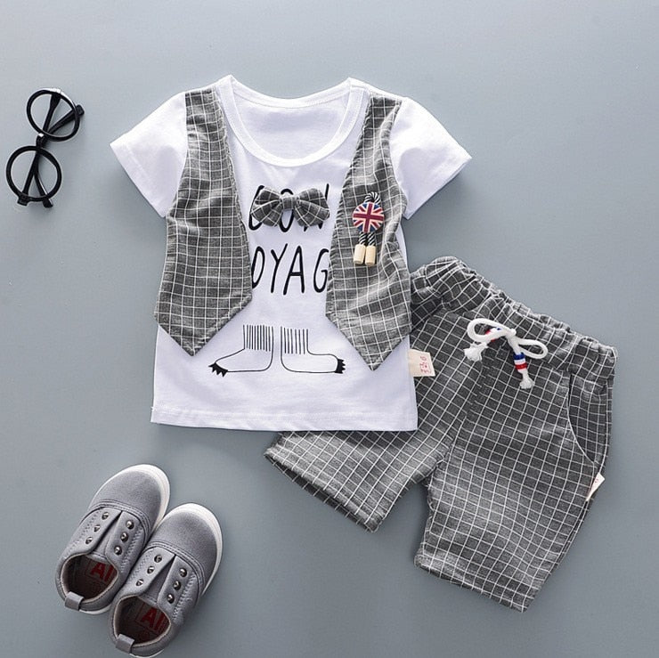 2pcs Cotton Children T-Shirt Vest w/ Shorts Set