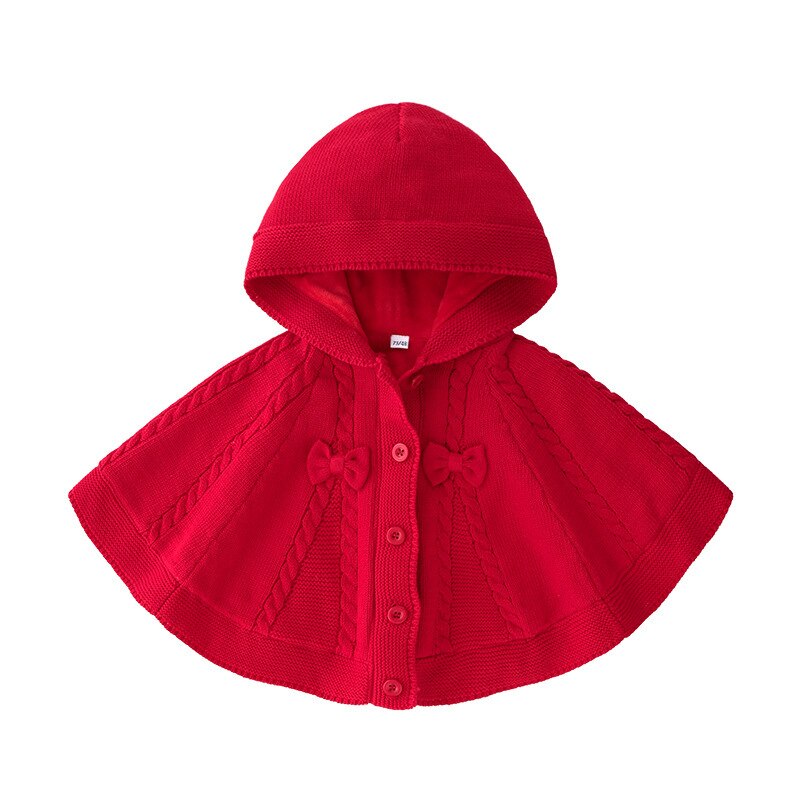 Warm Velvet Knitted Cotton Children's Hooded Cloak