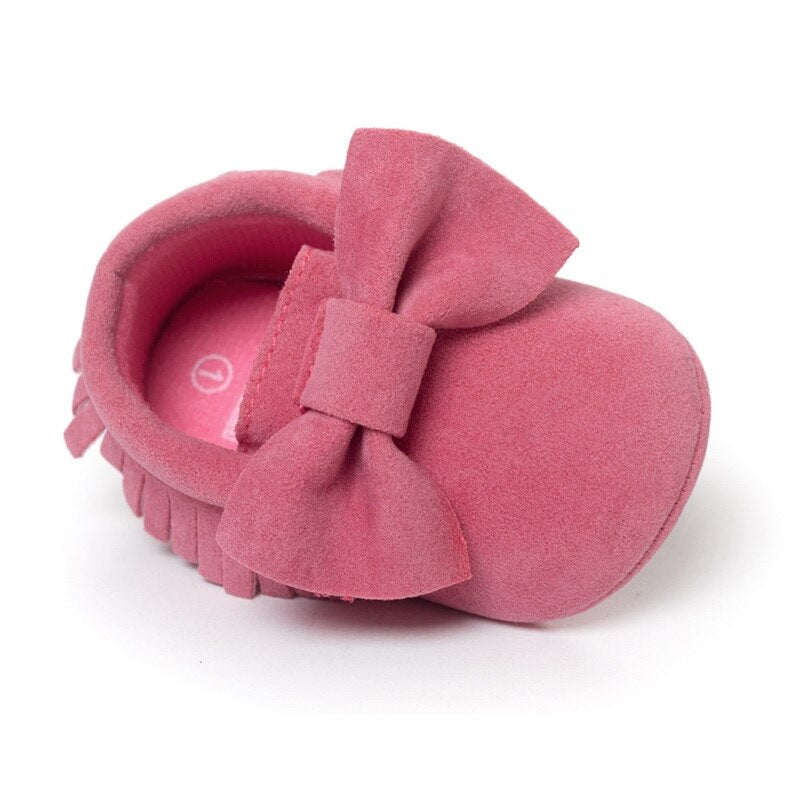 Bowtie Moccasin Suede Baby Shoes