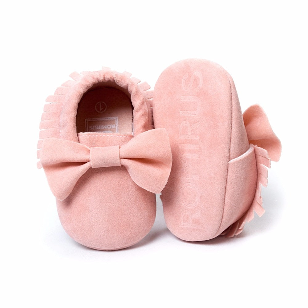 Bowtie Moccasin Suede Baby Shoes