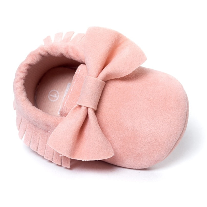 Bowtie Moccasin Suede Baby Shoes