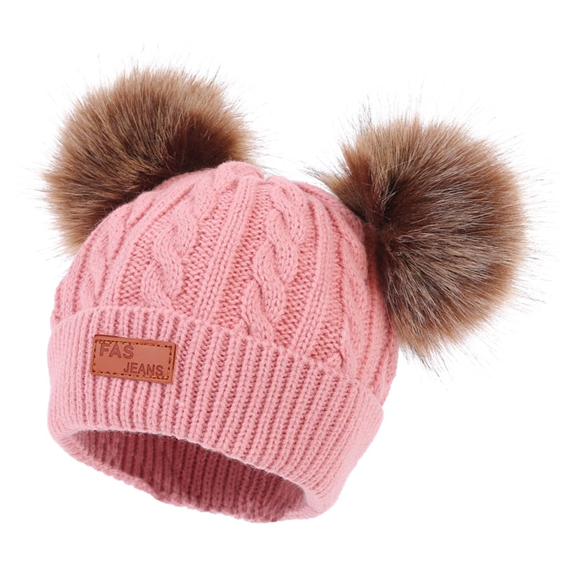 Fur Pompoms Warm Knitted Beanie