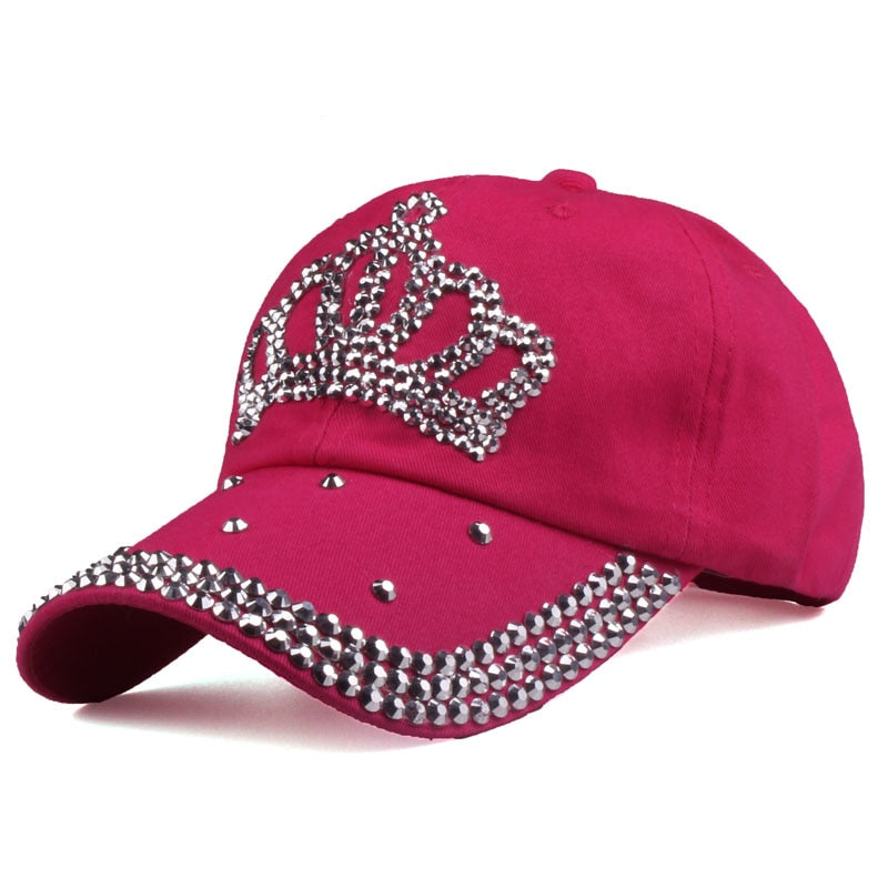 Rhinestone Crown Embellished Baseball Hat