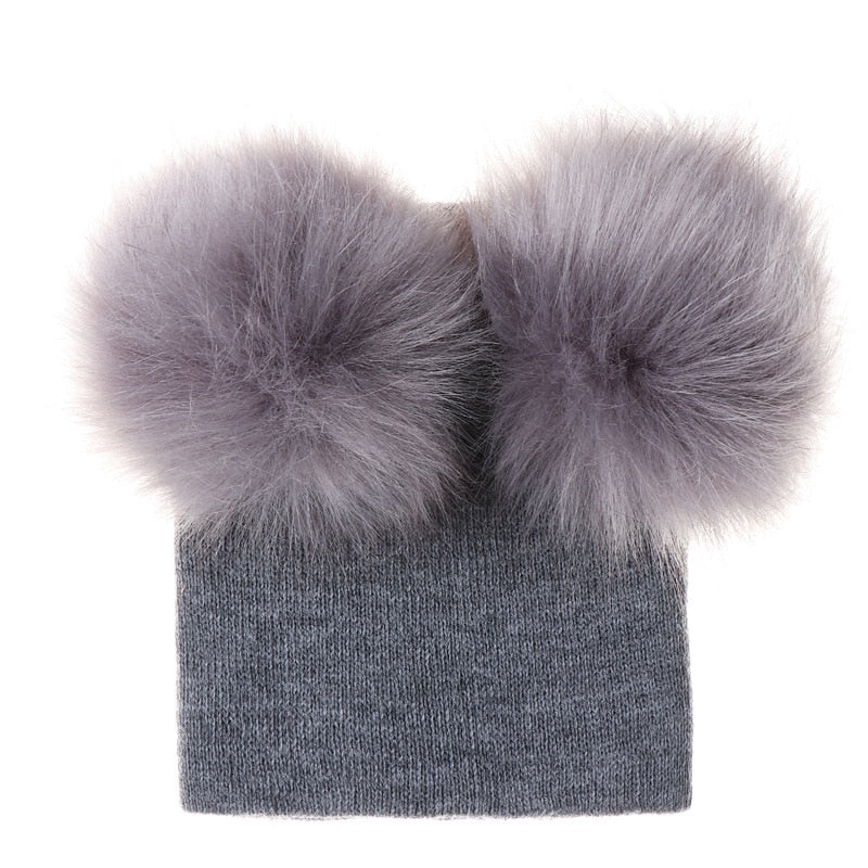 Fur Pompoms Warm Beanie