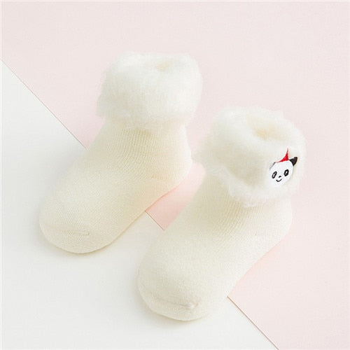 Embroidered Cartoon Thick Fur Baby Socks