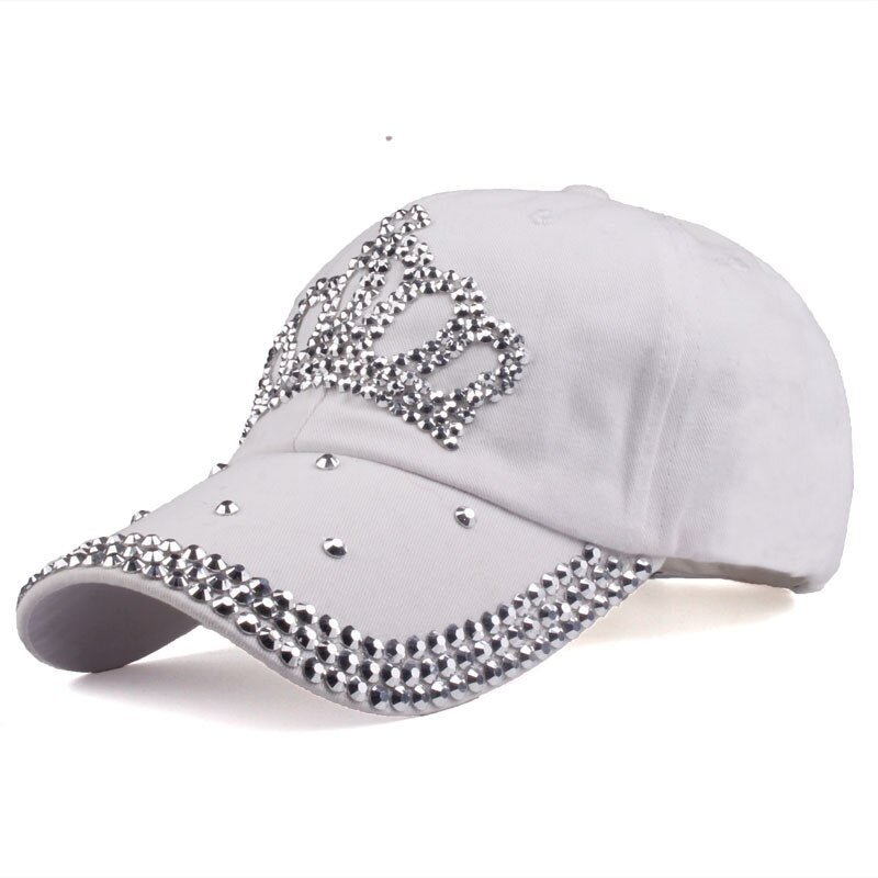 Rhinestone Crown Embellished Baseball Hat