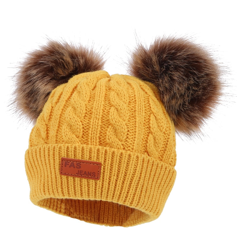 Fur Pompoms Warm Knitted Beanie