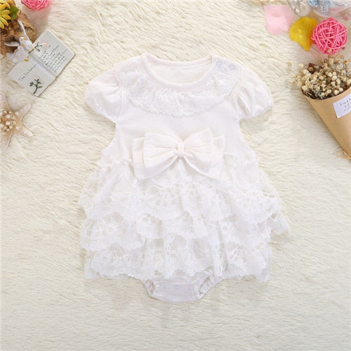 Lace Bow Baby Romper