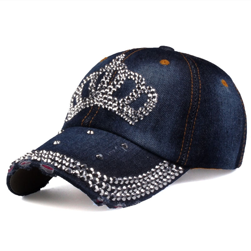 Rhinestone Crown Embellished Baseball Hat