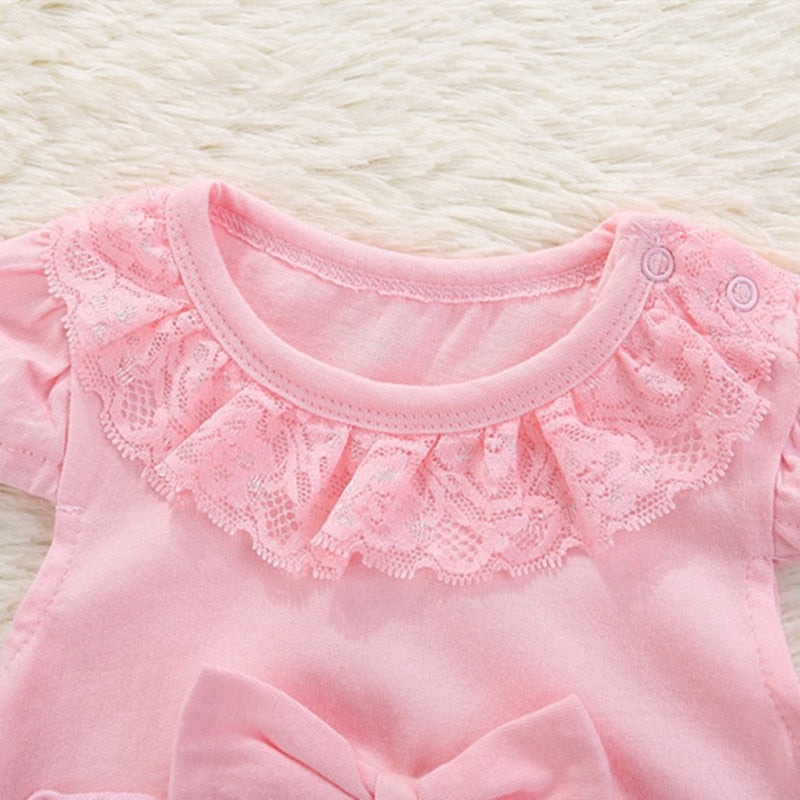 Lace Bow Baby Romper