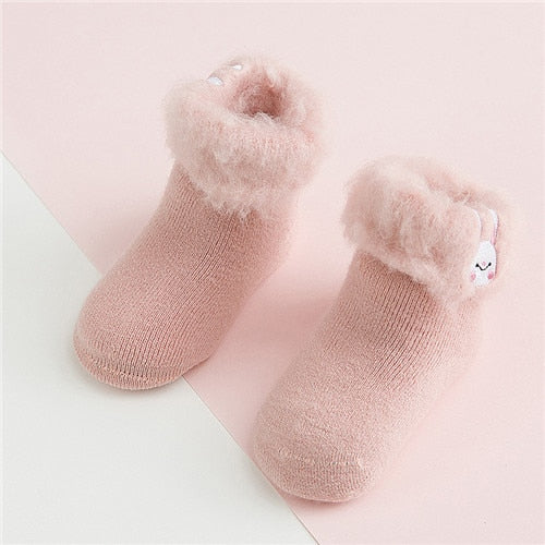 Embroidered Cartoon Thick Fur Baby Socks