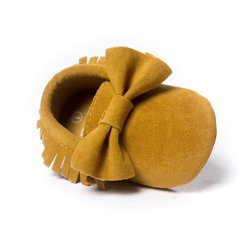 Bowtie Moccasin Suede Baby Shoes