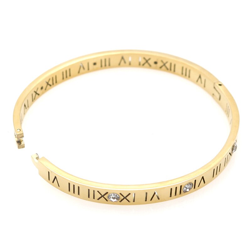 3pcs Roman Numerals Rhinestone Polished Bracelets