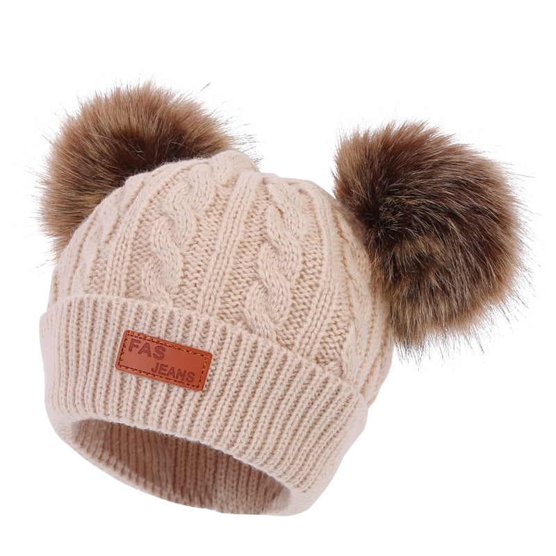 Fur Pompoms Warm Knitted Beanie