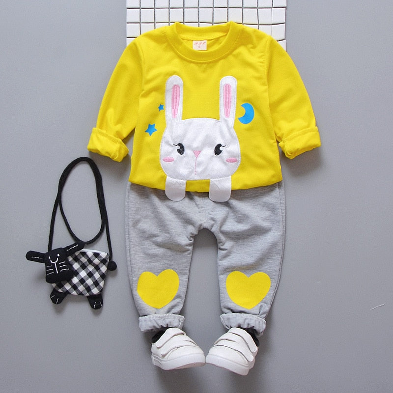 2pcs Printed Cotton Sweater Baby Tracksuit Set