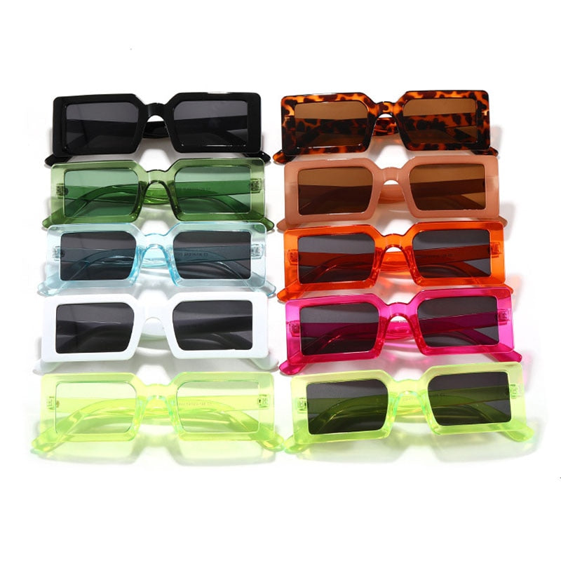 Retro Fluorescent Rectangle Sunglasses