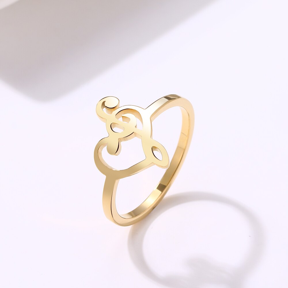 Stainless Steel Music Note Heart Ring