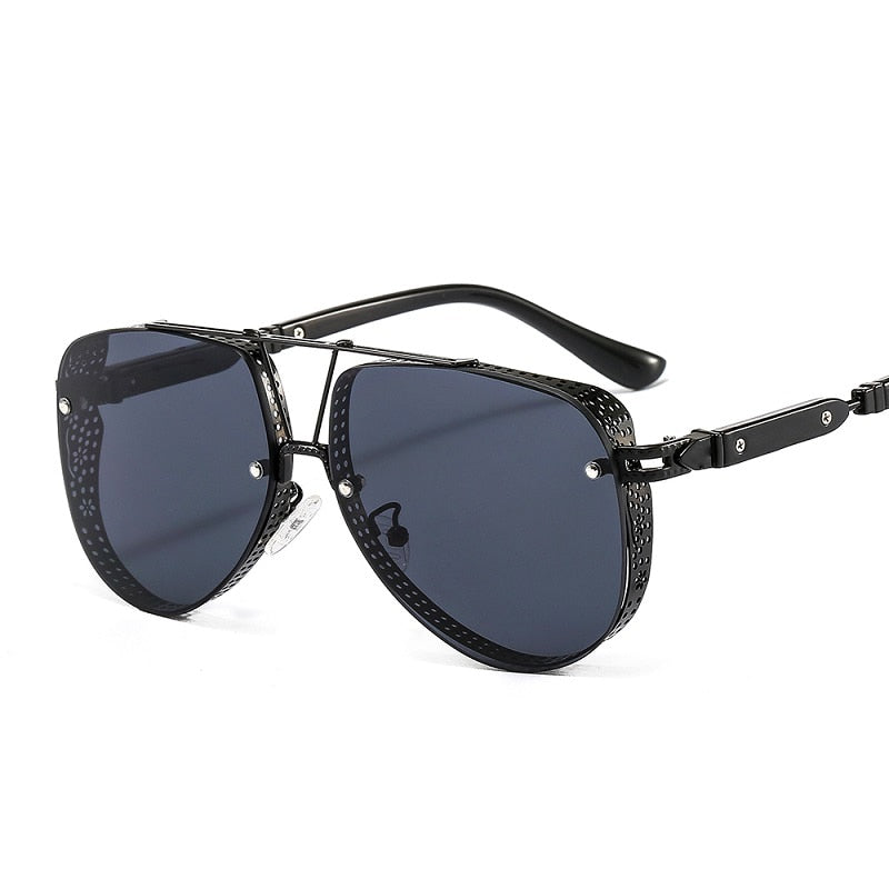 Hollow Pattern Oval Pilot Sunglasses