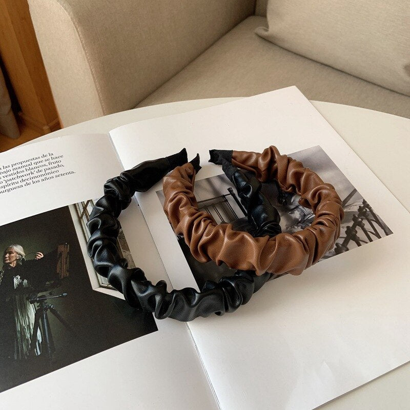 Leather Ruffle Headband