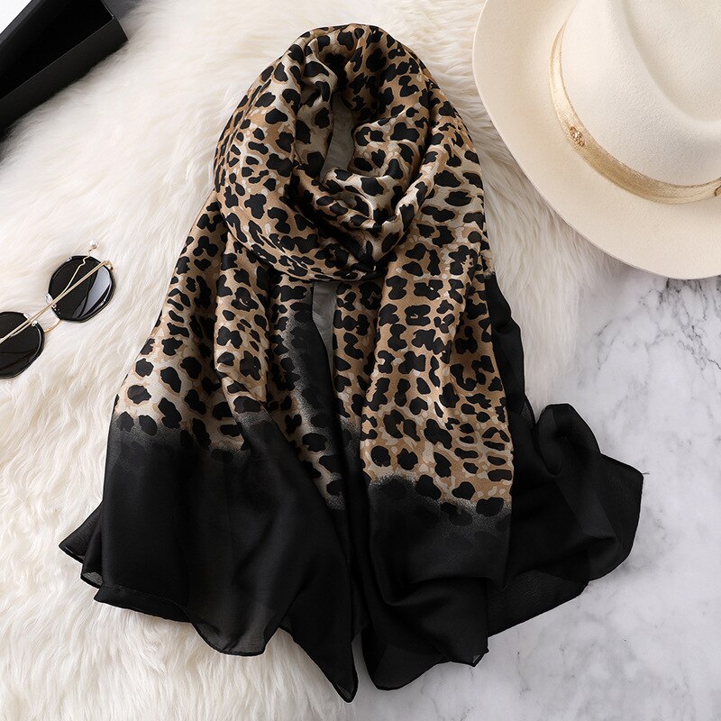 Soft Silk Leopard Scarf