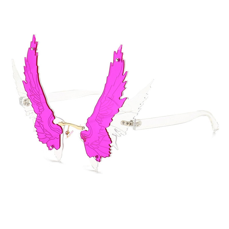 Oversized Rimless Angel Wings Sunglasses