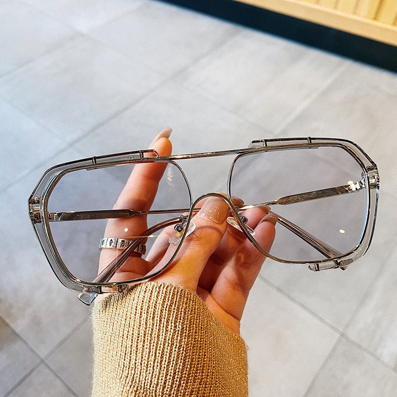 Oversized Square Metal Frame Vintage Sunglasses