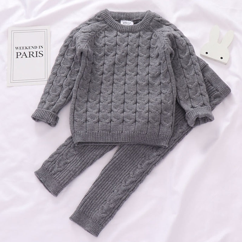 Knitted Pullover Cashmere Sweater w/ Leggings Baby Outfit Set