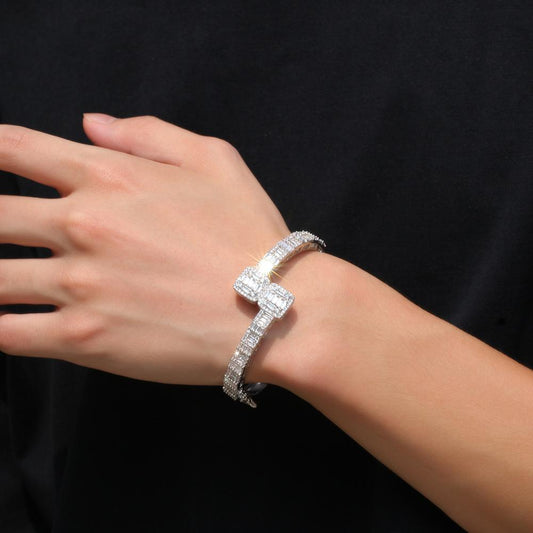 Square Lux Rhinestone Wrap Bracelet