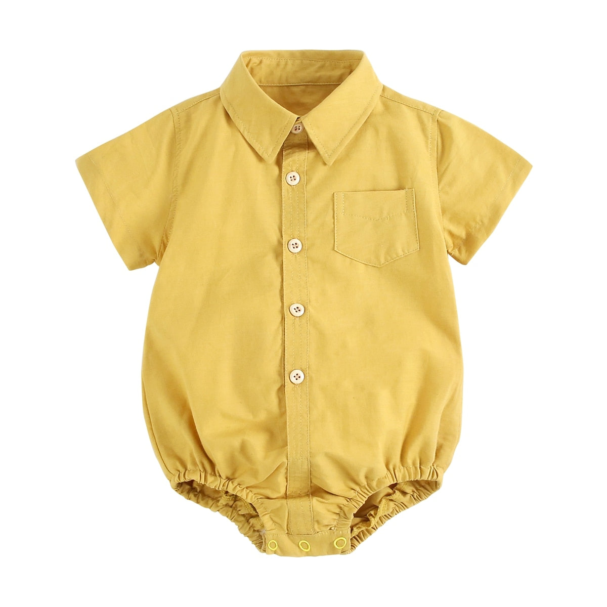 Plaid Cotton Baby Short Sleeve Button Onesie