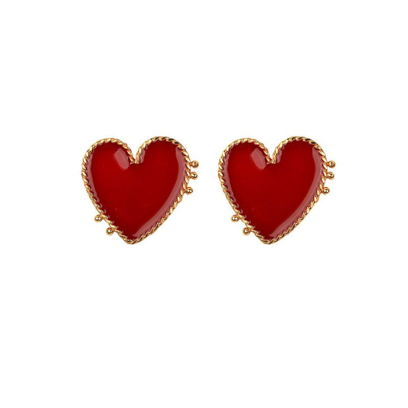 Oversized Red Heart Stud Earring