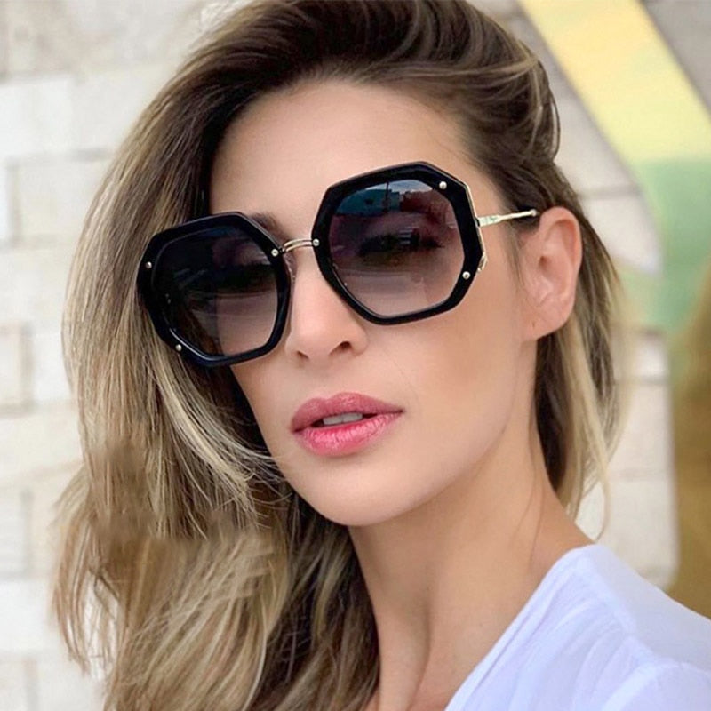 Oversized Polygonal Rivets Sunglasses