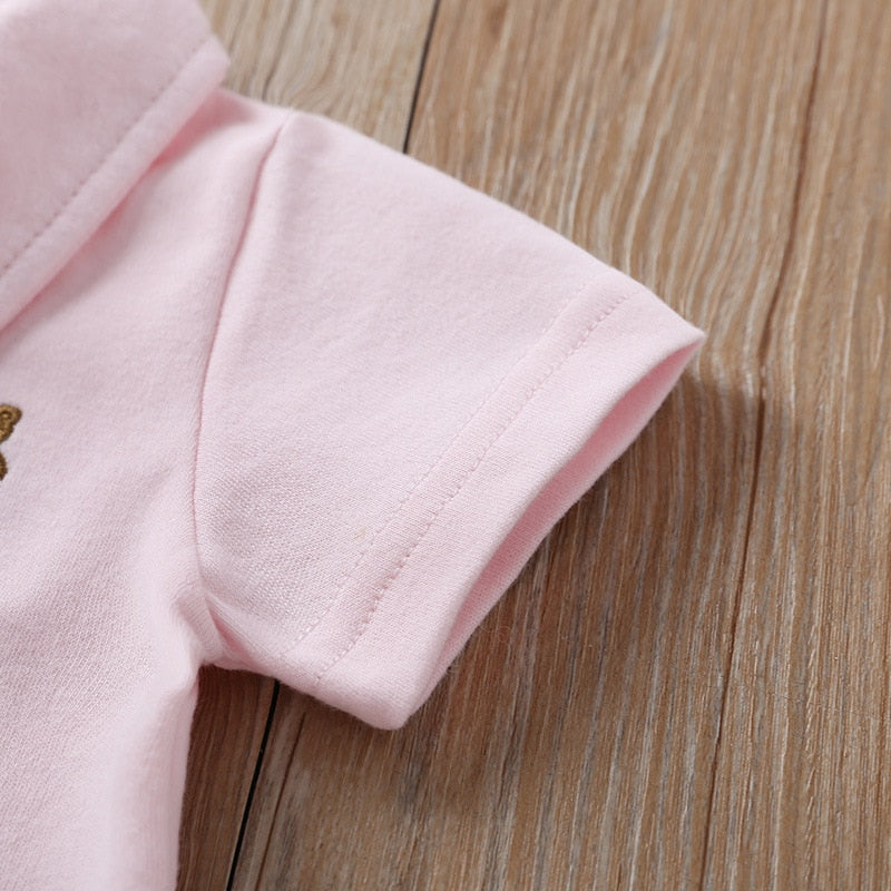 Teddy Bear Embroidered Baby Polo Onesie