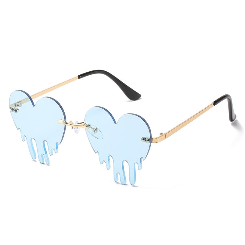 Heart Drip Rimless Sunglasses